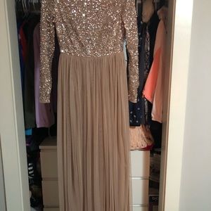 Maya Bridesmaid long sleeve in taupe blush size 6